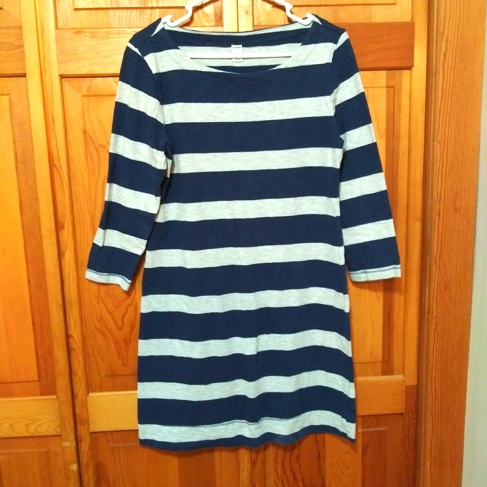 Old navy grey with blue striped dress